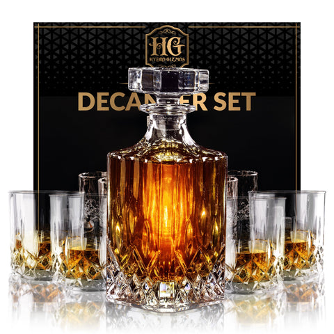 Hydro Gizmos whiskey decanter set with gift box for elegant gifting and display.