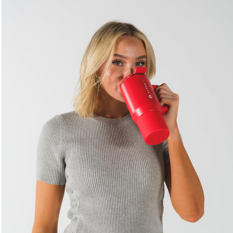 HydroJug Coffee Traveler 20oz dishwasher-safe label for simple cleanup in alumni red