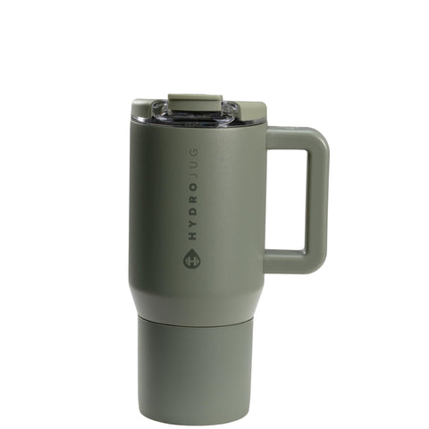 HydroJug Coffee Traveler 20 oz with leak-resistant lid for mess-free commutes.