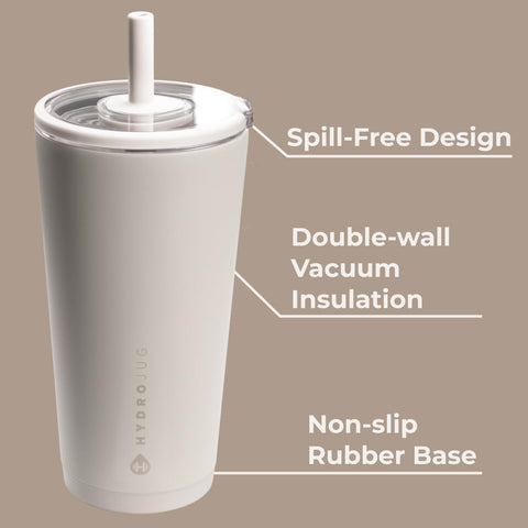 HydroJug Everyday Tumbler cup-holder friendly base fits most cars for steady travel