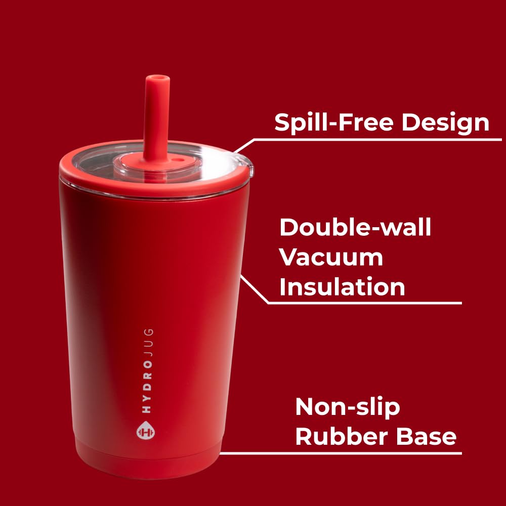 HydroJug Everyday Tumbler soft-touch lid enables comfortable sipping on the go