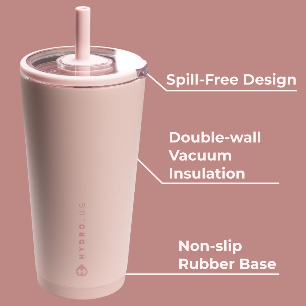 HydroJug Everyday Tumbler featuring a soft-touch lid enabling easy sipping anywhere.