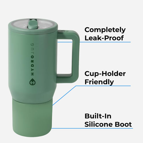 HydroJug Kids 20oz bottle with leak-proof lid prevents spills in backpacks.