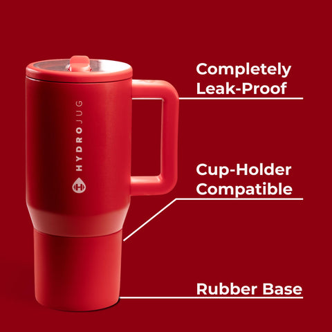 HydroJug Kids bottle with soft-touch handle, comfortable grip for little hands.