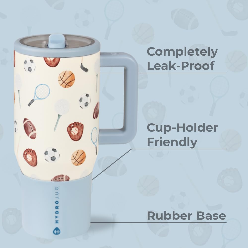 HydroJug Kids 20oz insulated bottle with soft handle is easy for small hands to carry.
