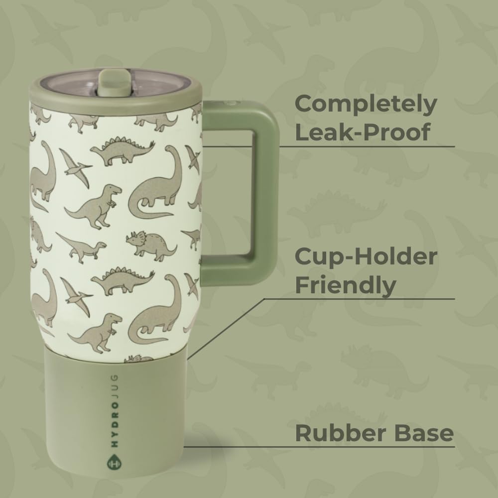 HydroJug Kids flip straw lid close-up showing spill-free hydration on the go.