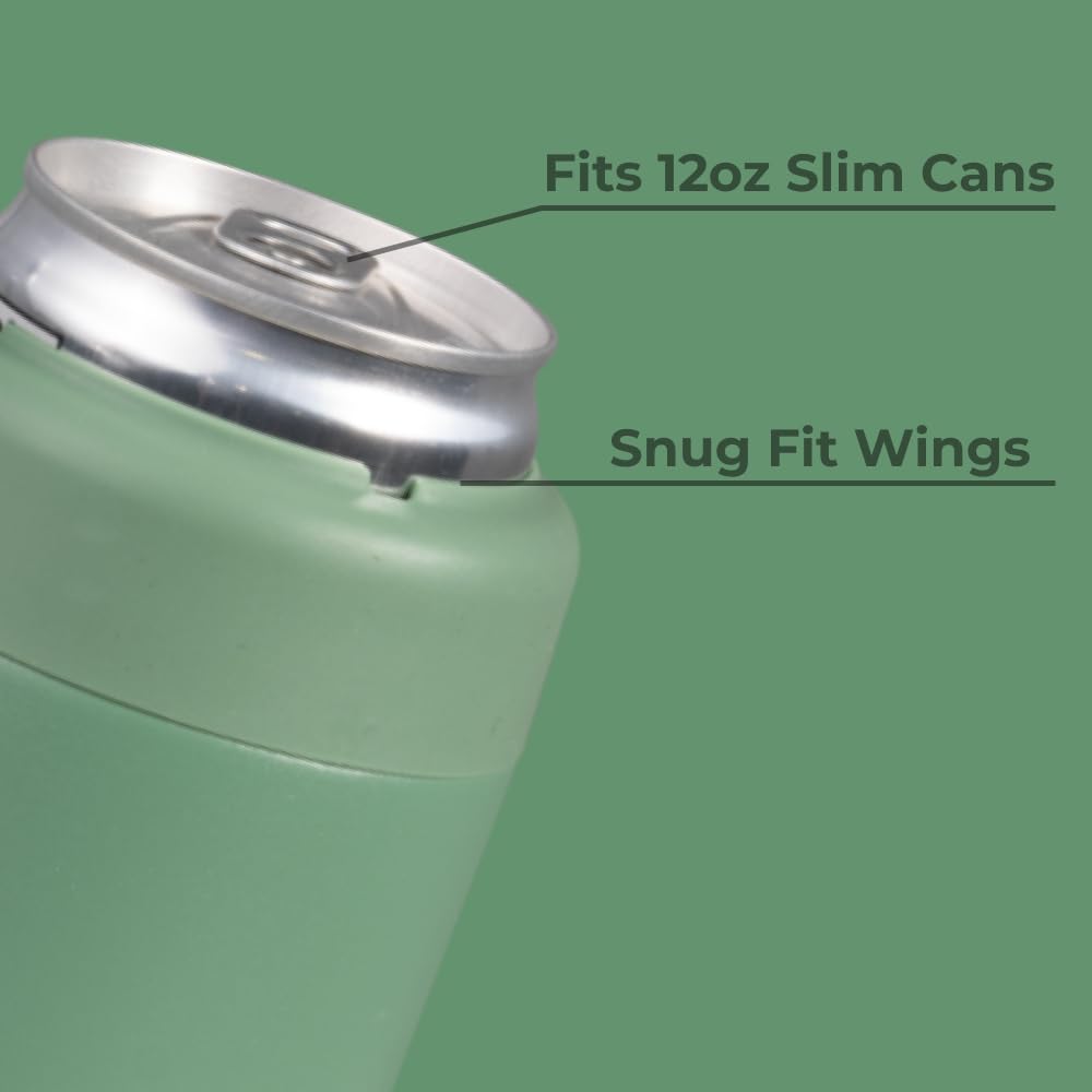 HydroJug Slim Can Cooler Sage base with non-slip rubber bottom stabilizing on surfaces