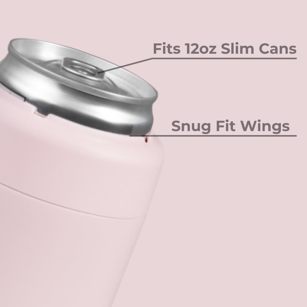 HydroJug Slim Can Cooler screw-top lid locks in the can for spill-free on-the-go use.
