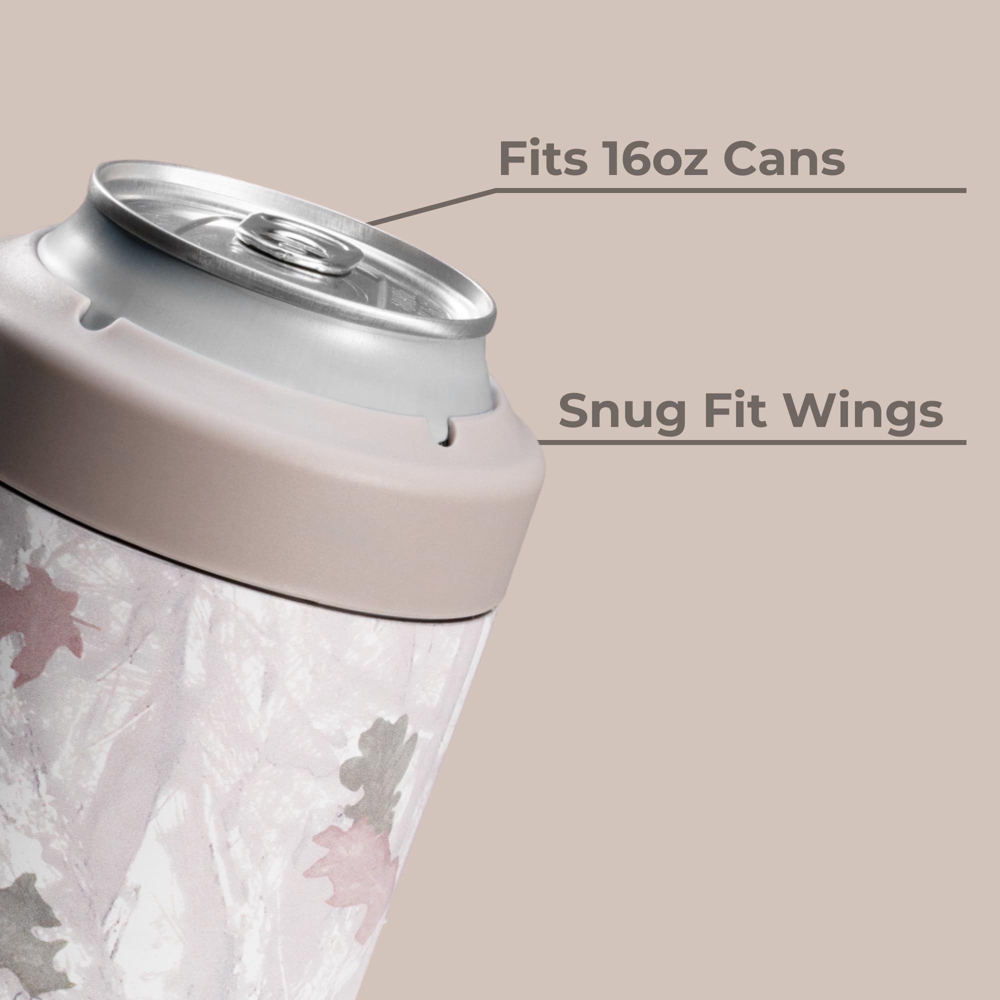 HydroJug camo 16oz fit holds standard cans snugly for portable sipping.