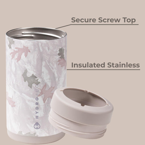 HydroJug Standard Can Cooler camo features a rubber base to prevent tipping.