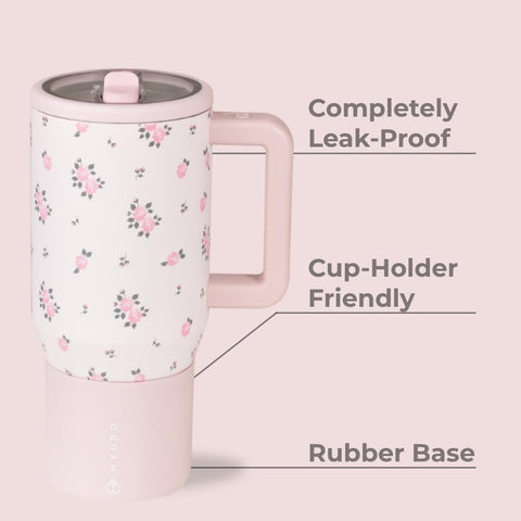 HydroJug Traveler flip-straw lid shown for spill-resistant drinking on the go.