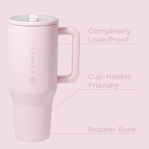 HydroJug Traveler flip straw in action for quick sips during travel and workouts.