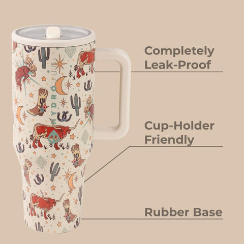 HydroJug Traveler lid flip close-up showing easy sip and leak-resistant design