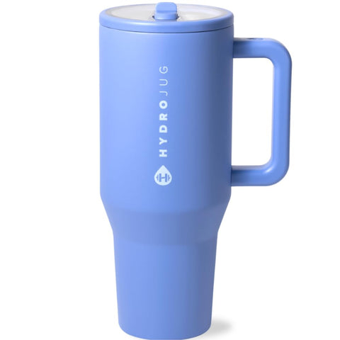 HydroJug Traveler with handle and flip straw for easy travel hydration.