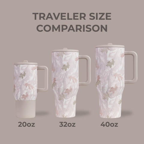 HydroJug Traveler stainless steel insulation keeps beverages cold or hot longer.