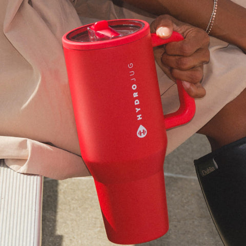 HydroJug Traveler triple-wall insulation keeps beverages hot or cold for hours