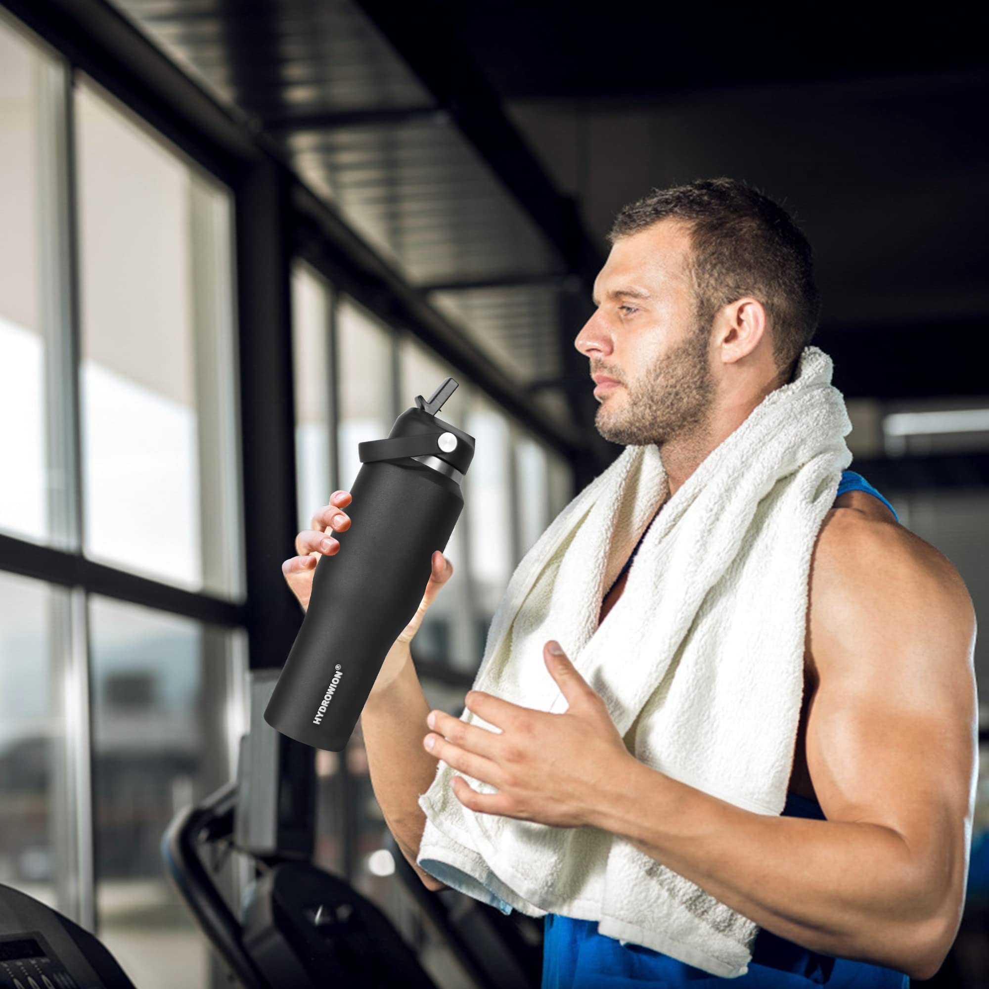 HYDROWION 40oz bottle includes brushes and extra lids for easy maintenance