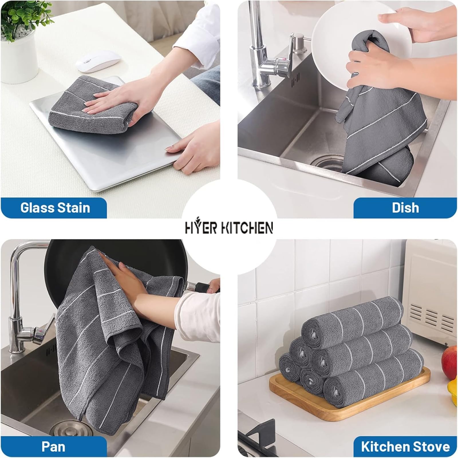 HYER KITCHEN microfiber towels colorfast durability withstand repeated washing