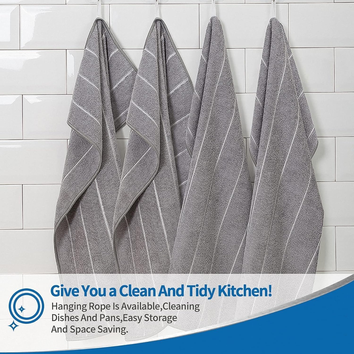 HYER KITCHEN microfiber towels gray striped design adds style and utility