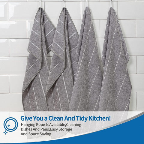 HYER KITCHEN microfiber towels gray striped design adds style and utility