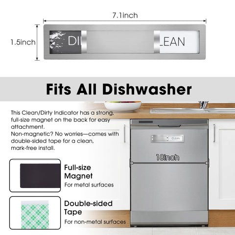 HYF DESIGN stainless steel magnet showing clear Clean/Dirty labels against contrast