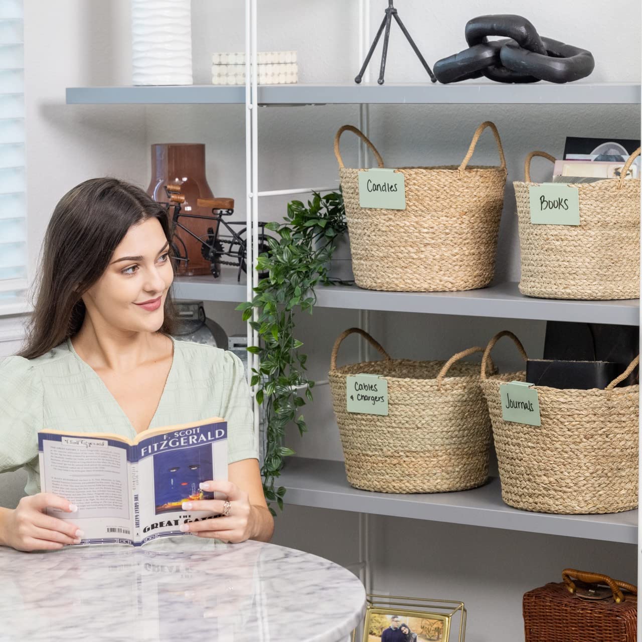 Hygge & Sage reusable write-on labels for simple pantry and laundry organization.