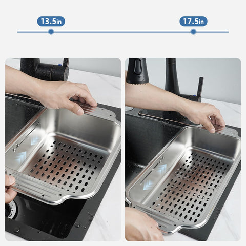 Hygie Rinse adjustable length 17–21.5 inches, perfect for different sinks.
