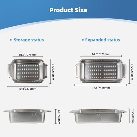 Hygie Rinse all-metal colander basket for durable, easy-to-clean food prep.