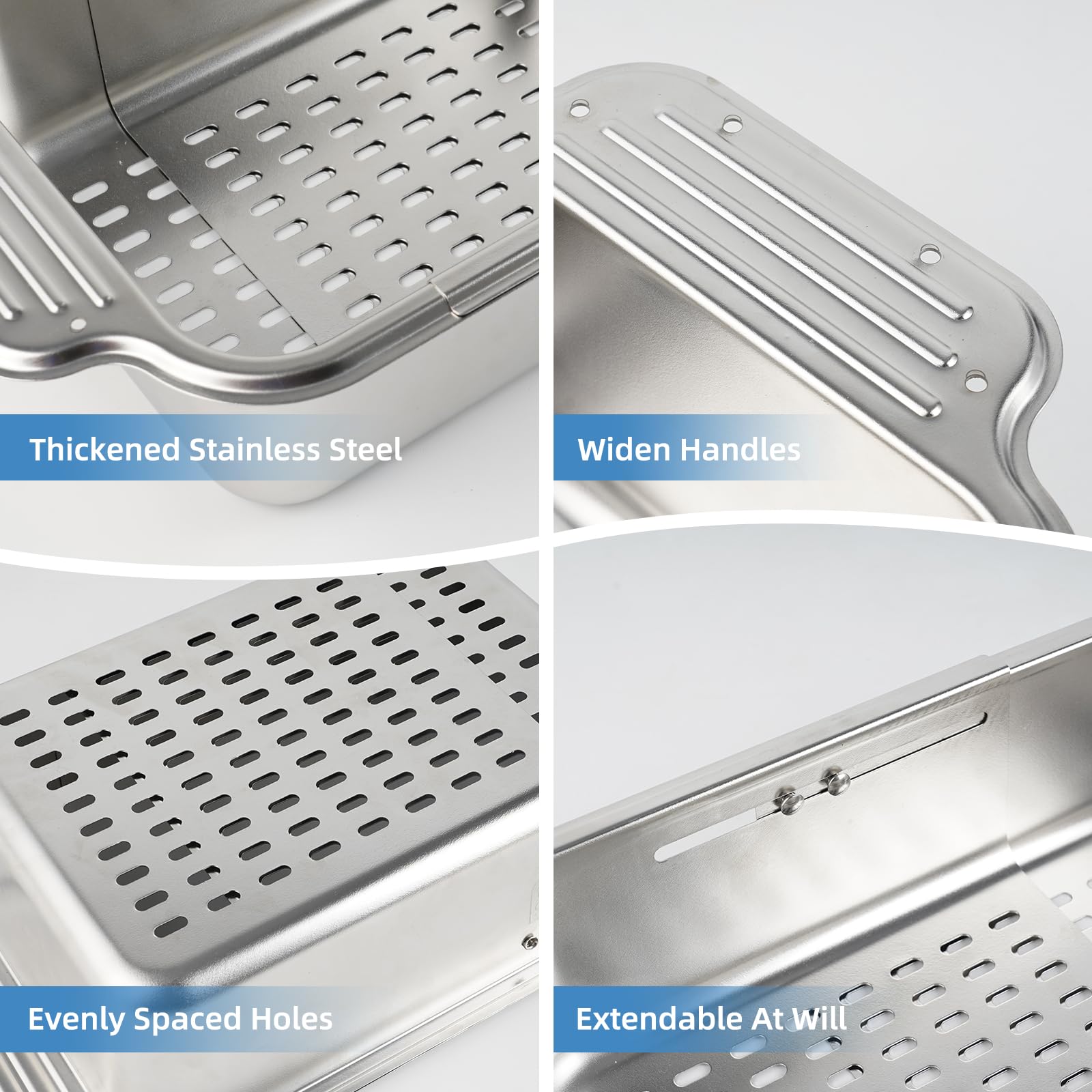 Hygie Rinse sturdy square colander with handles for easy draining and handling.