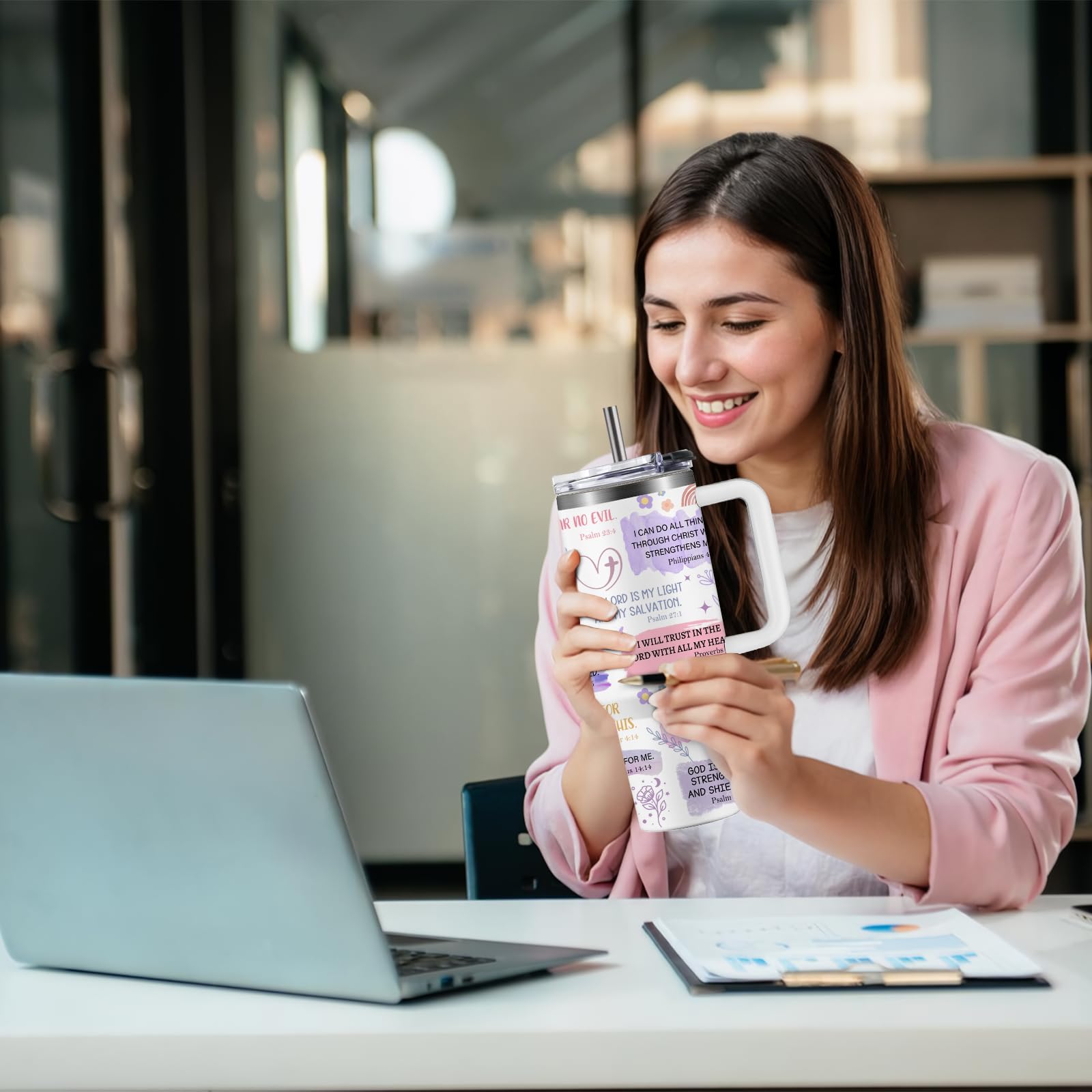 HYMONA on-the-go coffee and water companion for church and work.