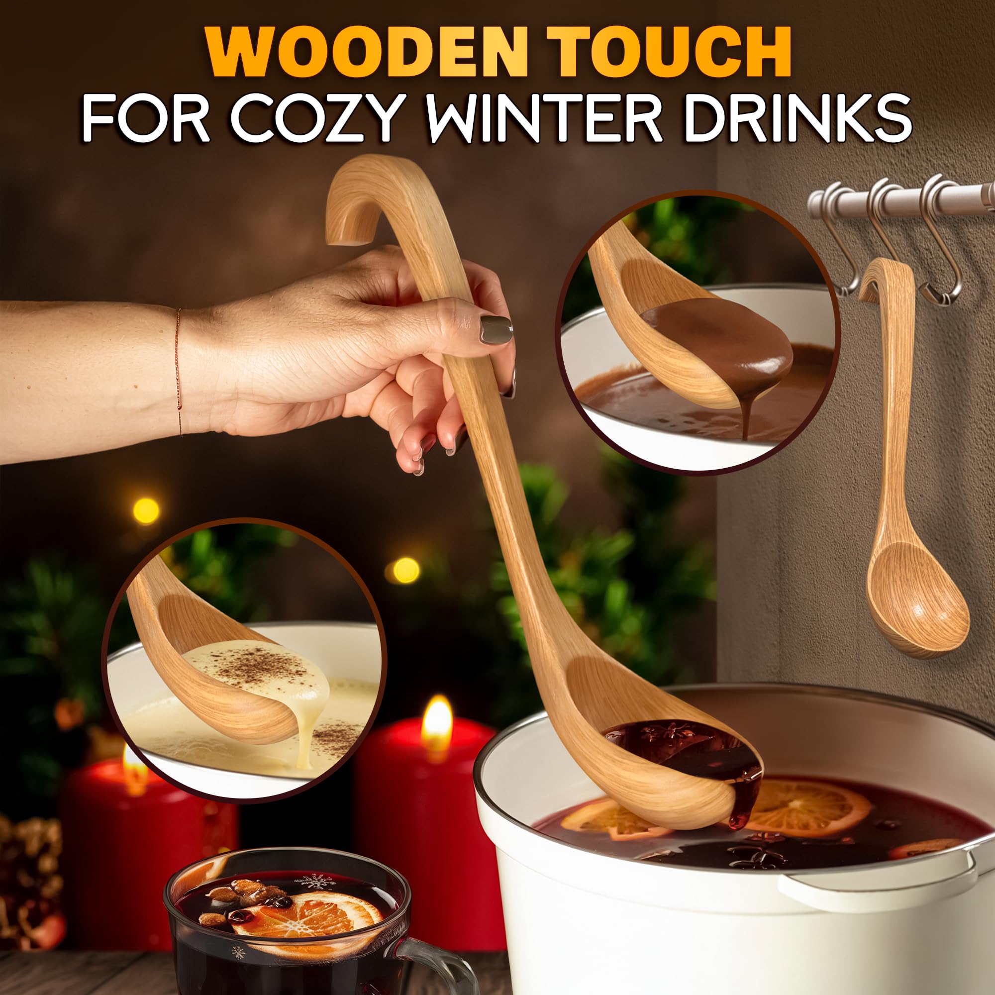 HYQO wooden ladle care tip hand wash to protect finish