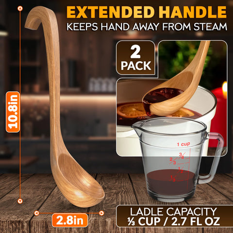 HYQO wooden ladle sauce 108x28 inch for precise portions