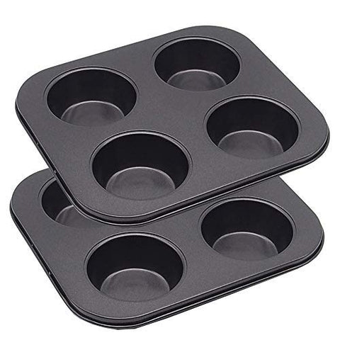 HYTK 4 Cup Muffin Pan front view showing compact two-cup design for small batches