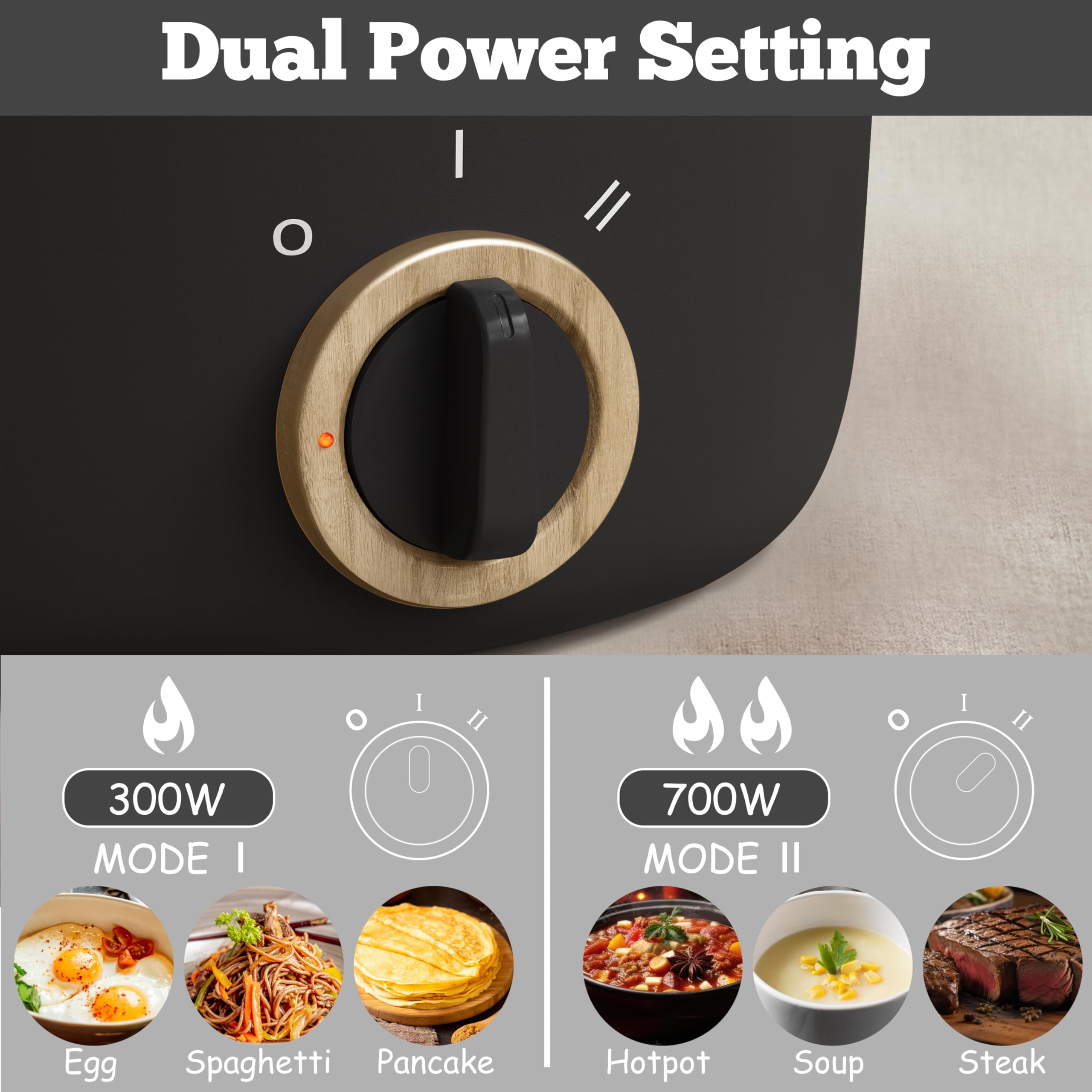 HYTRIC dual-power cooker with 300W and 700W settings for versatile cooking.