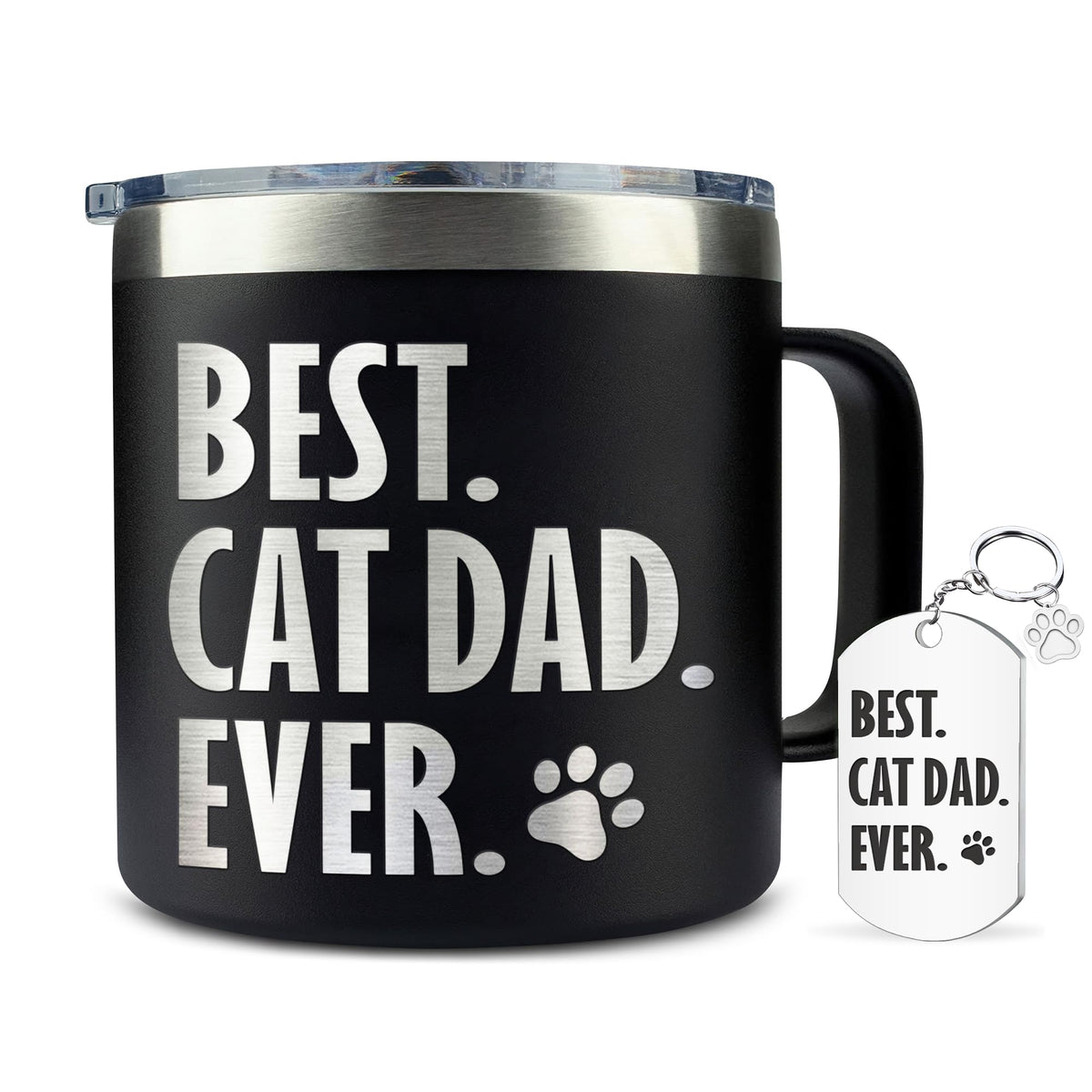 Hyturtle Best Cat Dad Ever mug front view, ideal for daily coffee rituals.