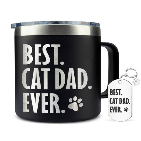 Hyturtle Best Cat Dad Ever mug front view, ideal for daily coffee rituals.