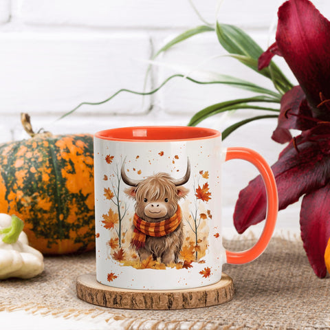 Hyturtle Highland cow mug side view ideal for cozy fall tea rituals.