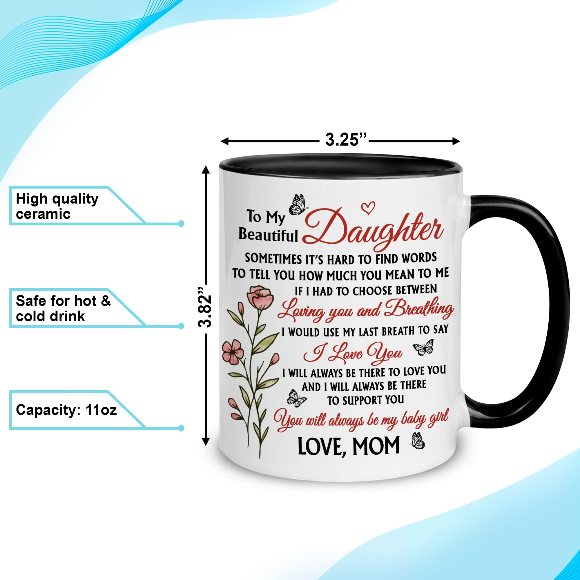 Hyturtle To My Daughter mug, bonus keychain included, adds a sentimental touch.