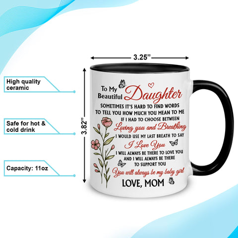 Hyturtle To My Daughter mug, bonus keychain included, adds a sentimental touch.