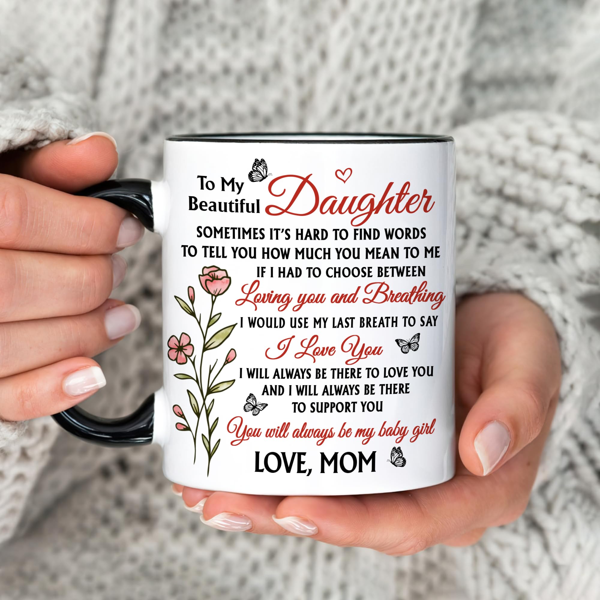 Hyturtle To My Daughter mug, double-sided print, keeps messages visible from any angle.