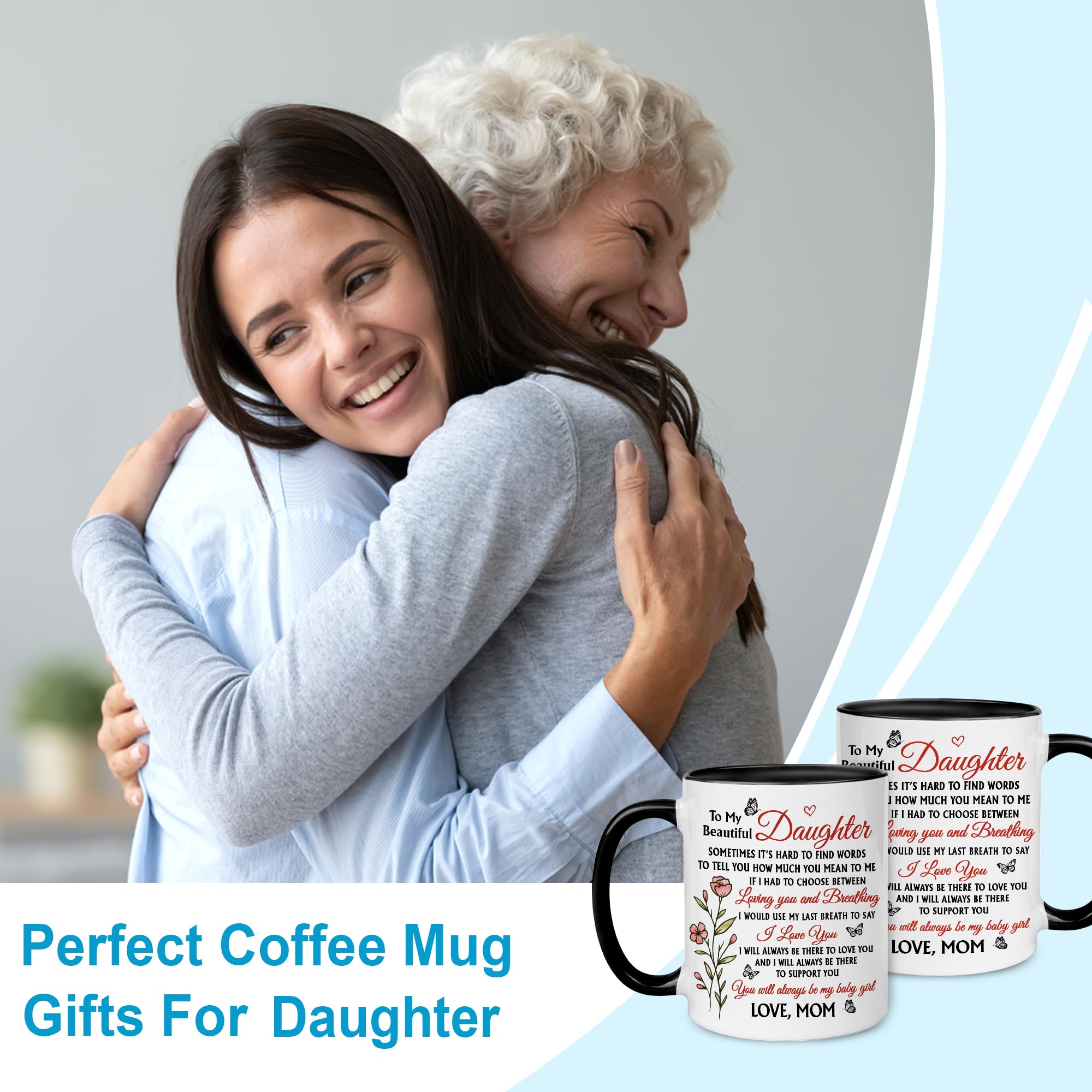 Hyturtle To My Daughter mug, side handle, comfortable grip for everyday use.