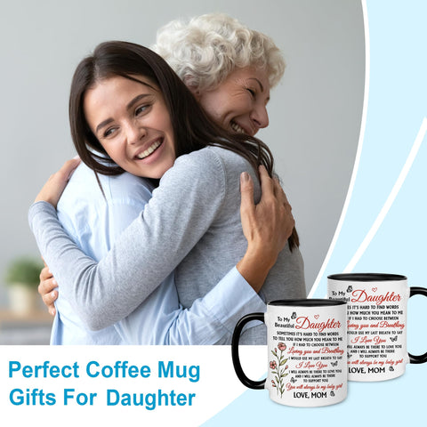 Hyturtle To My Daughter mug, side handle, comfortable grip for everyday use.