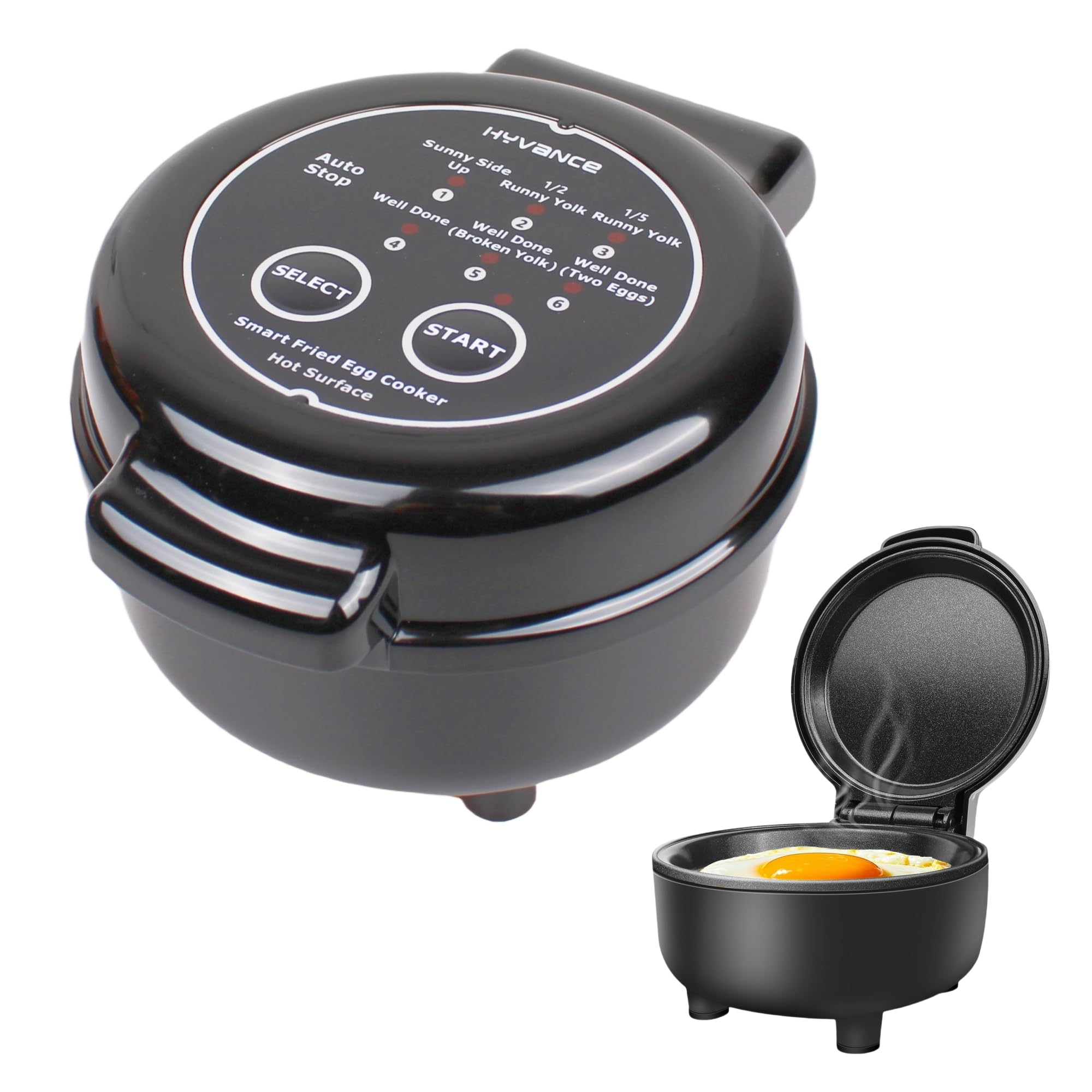 Hyvance fried egg cooker front view for compact, quick breakfasts.