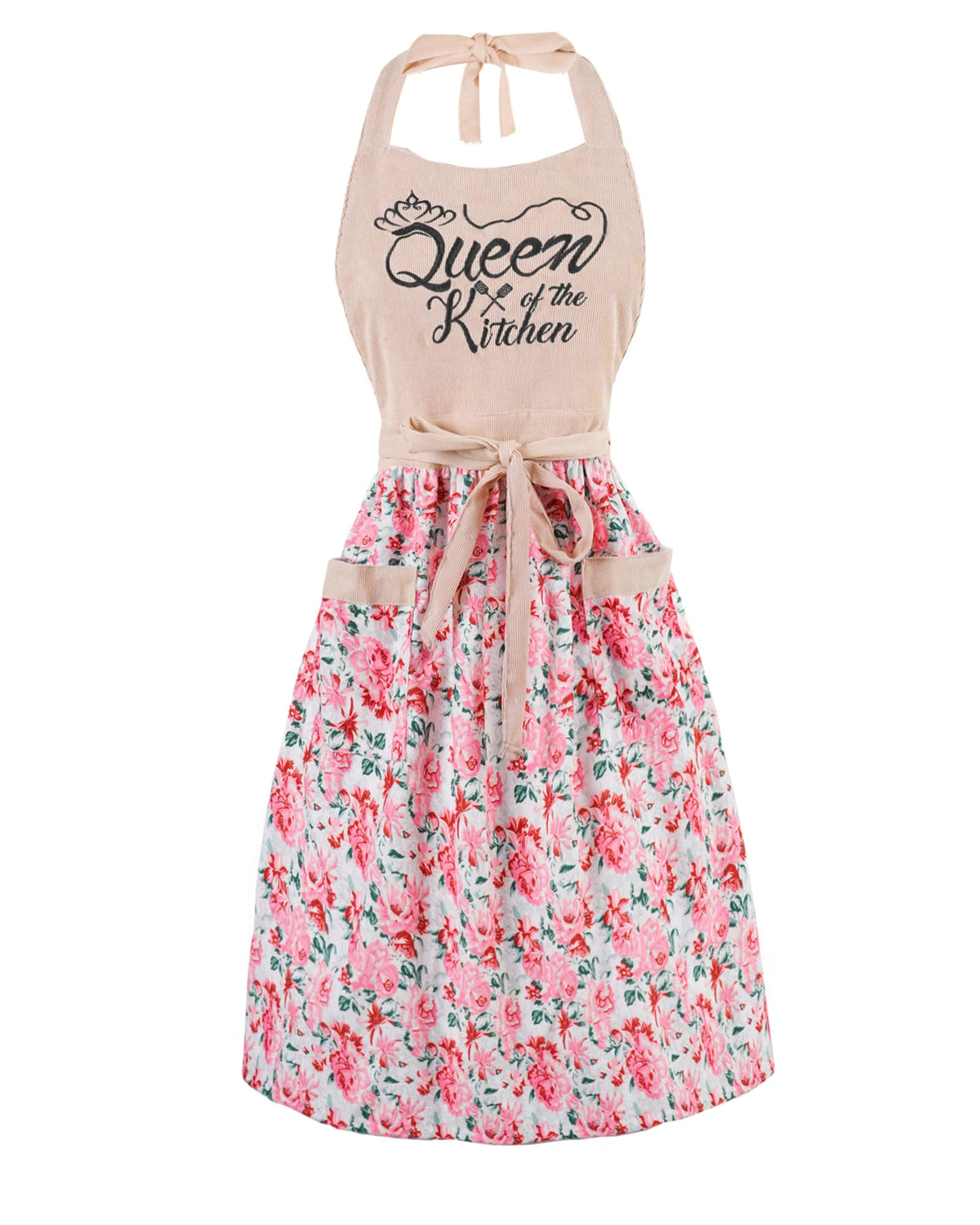 HYVOROS cute floral apron with pockets for effortless storage while cooking