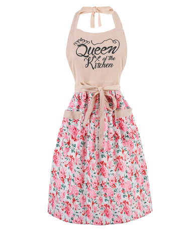 HYVOROS cute floral apron with pockets for effortless storage while cooking
