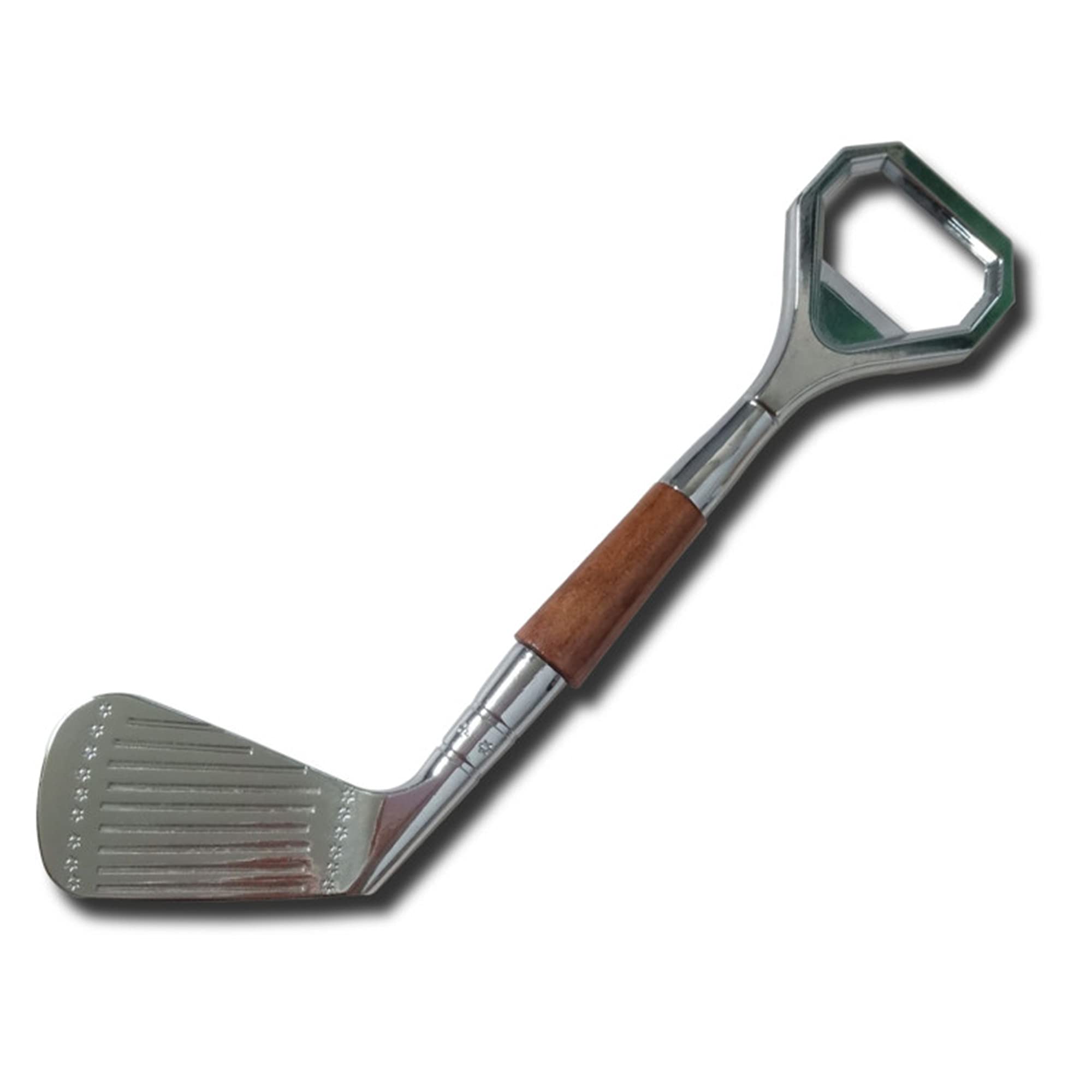 HYYF Golf Club Bottle Opener with wood handle for sturdy bottle opening.