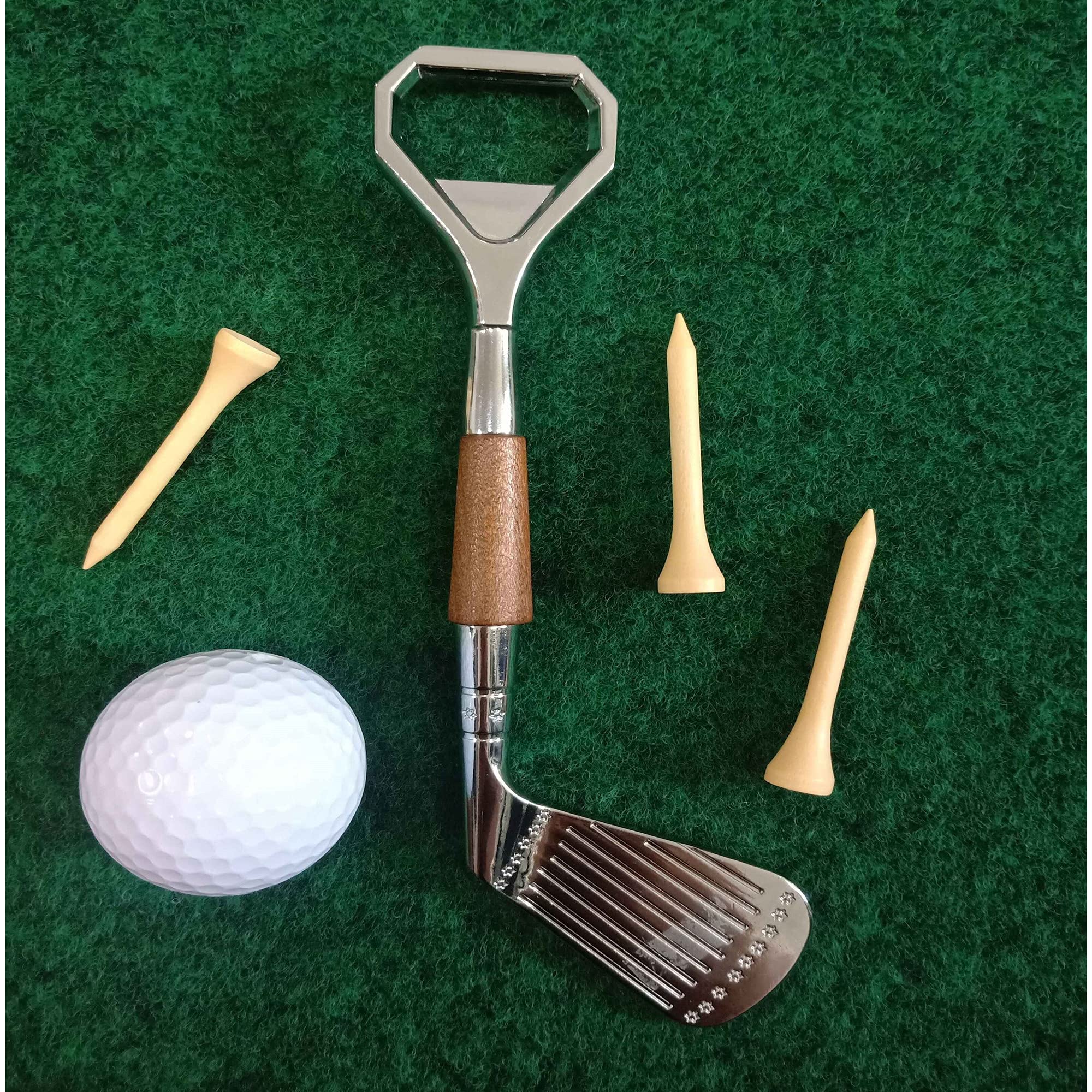 HYYF bottle opener in zinc alloy with wooden grip.