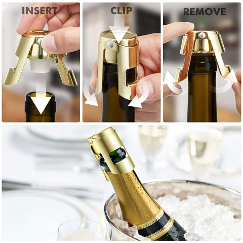 HYZ stoppers work with flat or upright storage to preserve carbonation.
