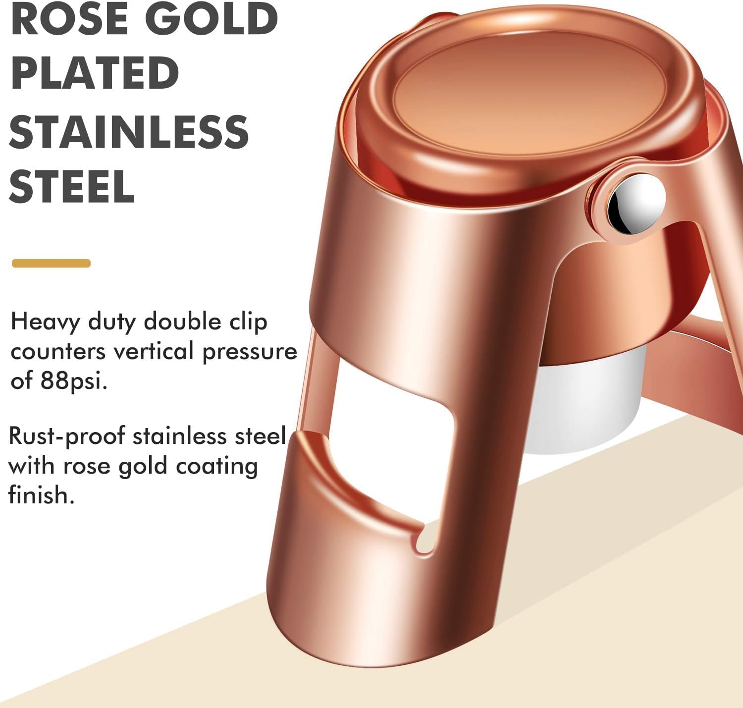 HYZ stainless steel and silicone construction ensures durable, easy-to-clean champagne saver.