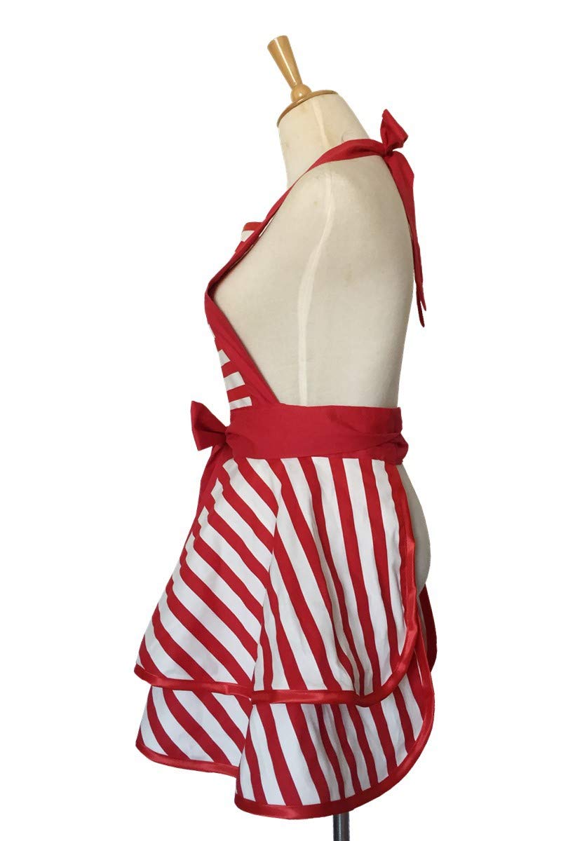 Hyzrz Lovely Handmade Cotton Retro Apron in use; machine washable for easy care.